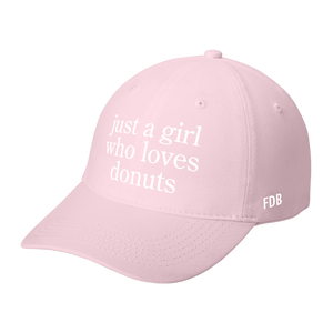 Hat, Pink "Just a Girl who Loves Donuts"